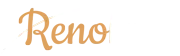 Logo RenoLab: der Schriftzug «Reno» in goldener Schreibschrift